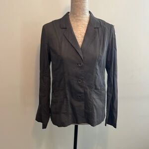 Eileen Fisher Grey Sp Oragnic Linen Button Oversize Jacket Blazer